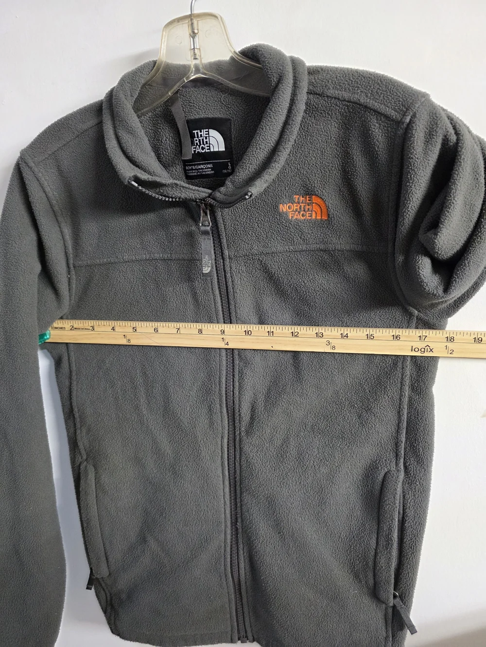 The North Face Gray Fleece Jacket with Orange Logo